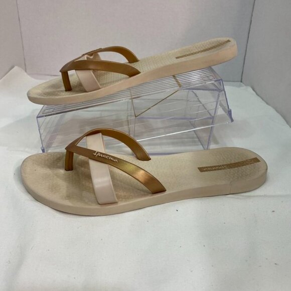 Ipanema Kirei Flip Flops Women’s Size 9 Nude/Gold Brazilian Eco-Friendly Sandal - Picture 4 of 7